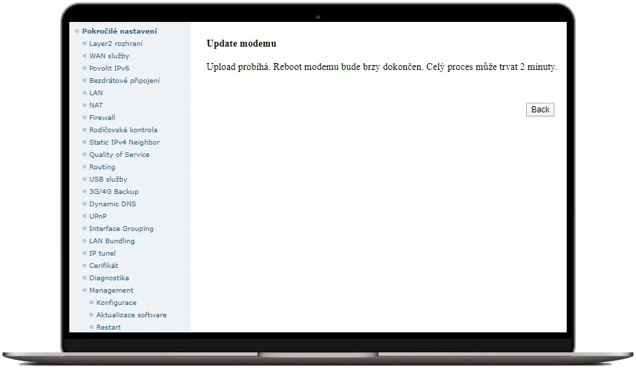 Vyčkejte na dokončení aktualizace
