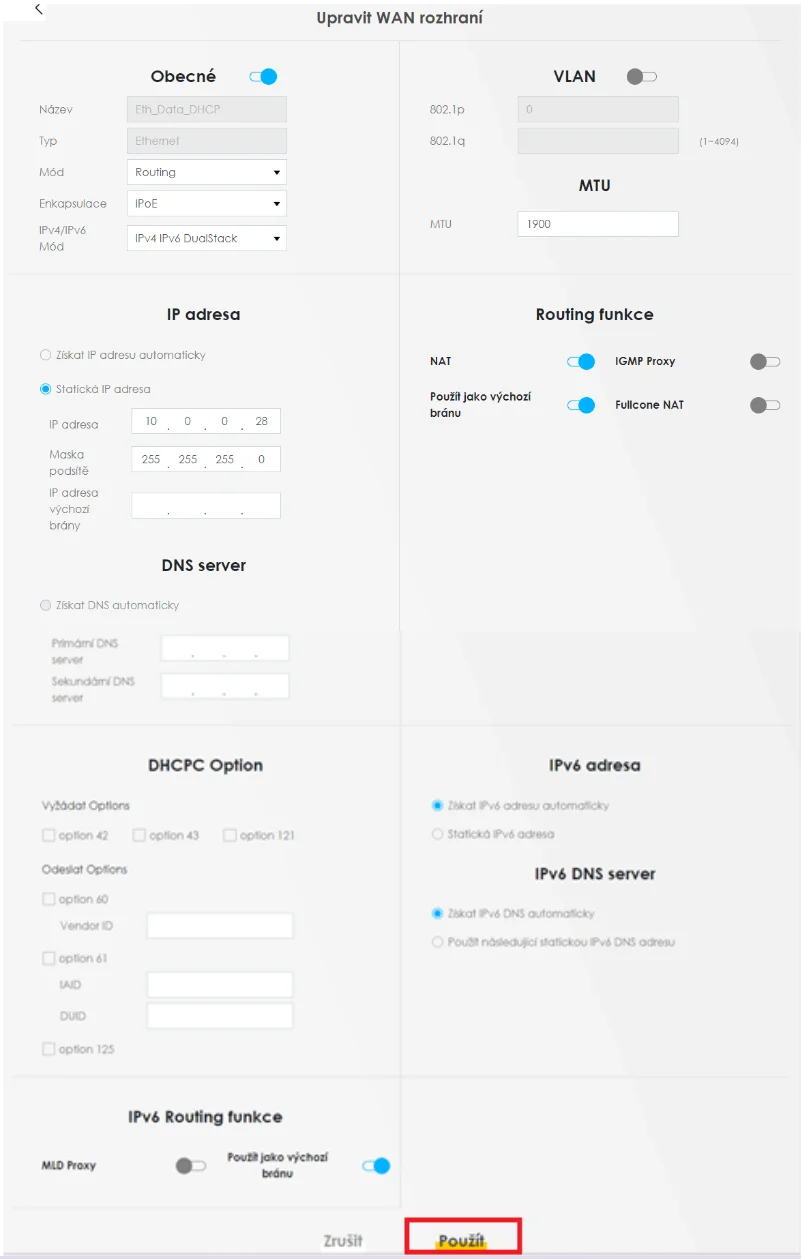Nastavení modemu Zyxel O2 Getaway