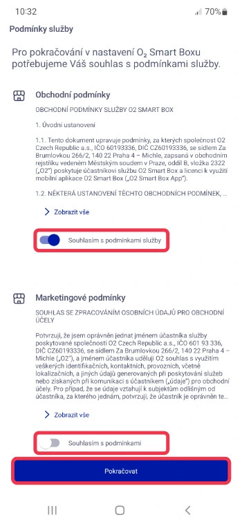 Potvrzení podmínek