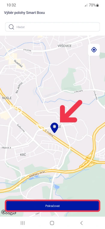 Výběr polohy Smart Boxu