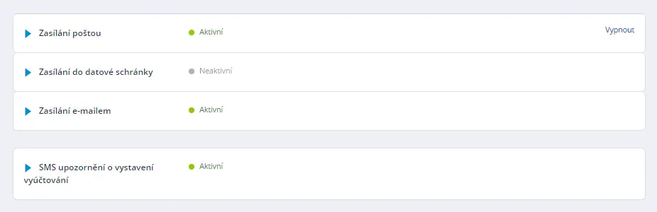 obrázek typů způsobů posílání vyúčtování