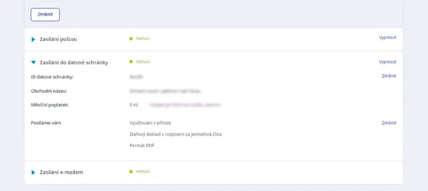 obrázek zobrazení aktuálně nastavených údajů