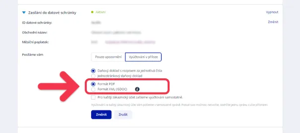 obrázek výběru formátu vyúčtování
