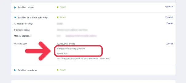 obrázek aktuálního nastavení provedených změn
