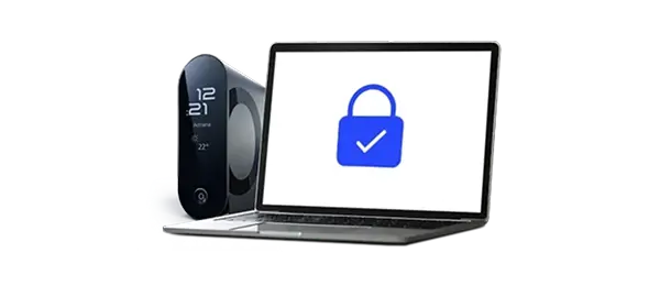 Modem Smart Box 3 a notebook s ikonou zámku na ploše