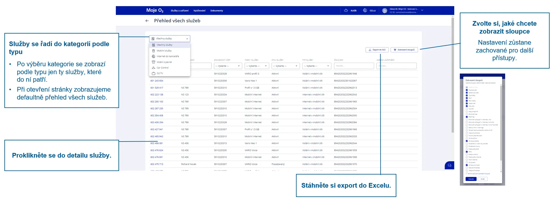 obrázek přehledu všech služeb