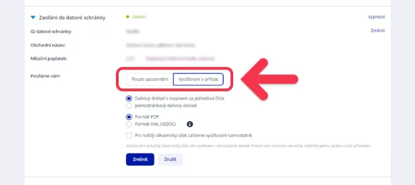 obrázek výběru způsobu dostávání vyúčtování