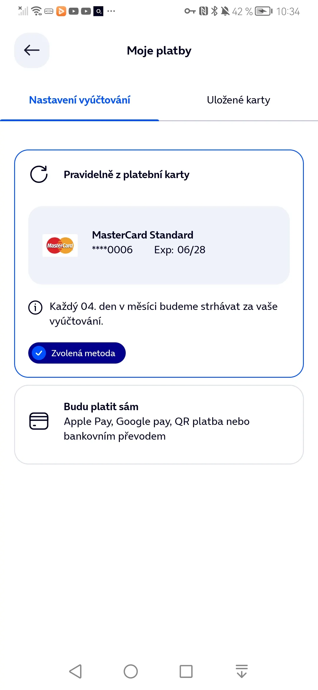 Pravidelné platby z karty