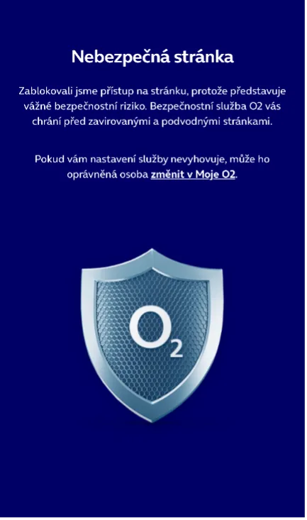 Nebezpečná stránka O2 Security