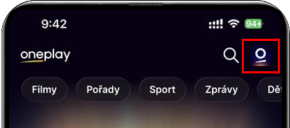 Ikona profilu na Oneplay v mobilní aplikaci