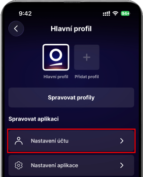 Nastavení účtu na Oneplay v mobilní aplikaci