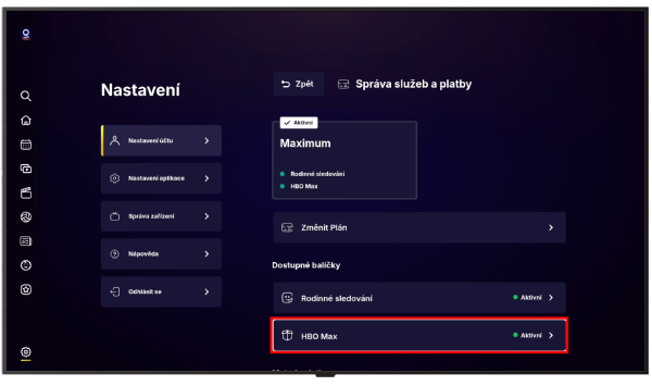 Dostupné balíčky HBO Max na Oneplay na chytré TV