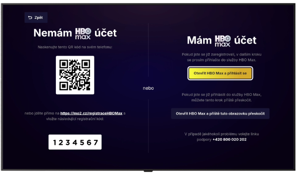 Registrační kód pro HBO Max na Oneplay na chytré TV