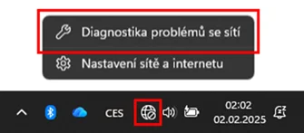 Diagnostika problémů se sítí
