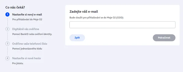 Návod: Změna zapomenutého e-mailu pro přihlášení do Moje O2