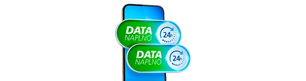 mobilní telefon s dvěmi ikonami Dat naplno a symbolem 24 hodin