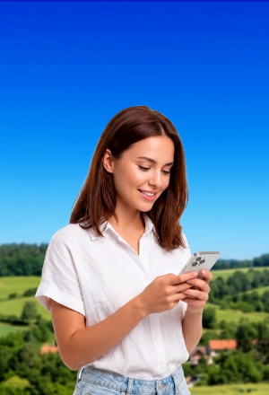 mladá žena v bílém triku používá telefon