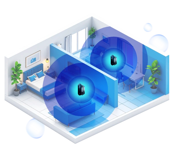 O2 Mesh: Vizualizace pokrytí Wi-Fi signálem u domácností o ploše od 60 do 120 metrů čtverečních