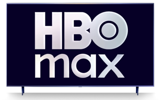 HBO Max logo na televizní obrazovce