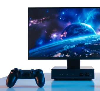 Sestava PC a herní konzole připojená přes rychlou a stabilní Wi-Fi díky systému O2 Mesh