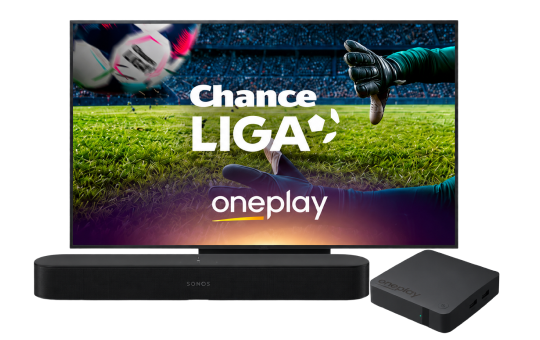 Sonos soundbar, Oneplay box, TV Hisense