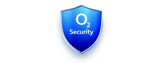 modrý štít s nápisem "O2 Security"