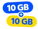 10 GB + 10 GB mobilních dat