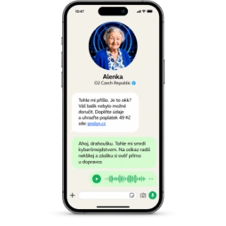 AI babička Alenka od O2, která na WhatsAppu pomáhá lidem rozpoznat podvodné praktiky kyberšmejdů