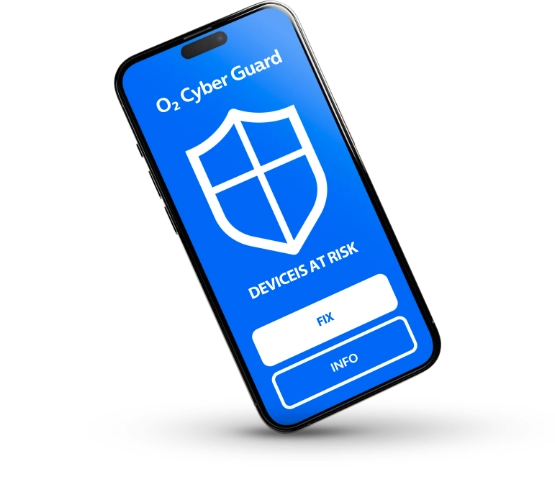 telefon s obrazovkou, na které je ochranný štít s názvem služby