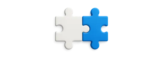 Puzzle díly spojené do sebe značící spolupráci