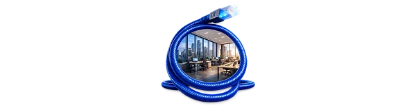 Obtočený internetový kabel kolem podniku