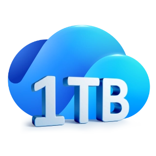 Logo cloudového úložiště OneDrive a 1 TB