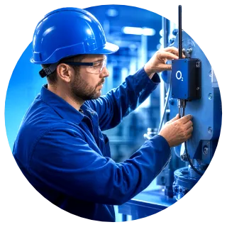 Technik instalující IoT zařízení do provozu